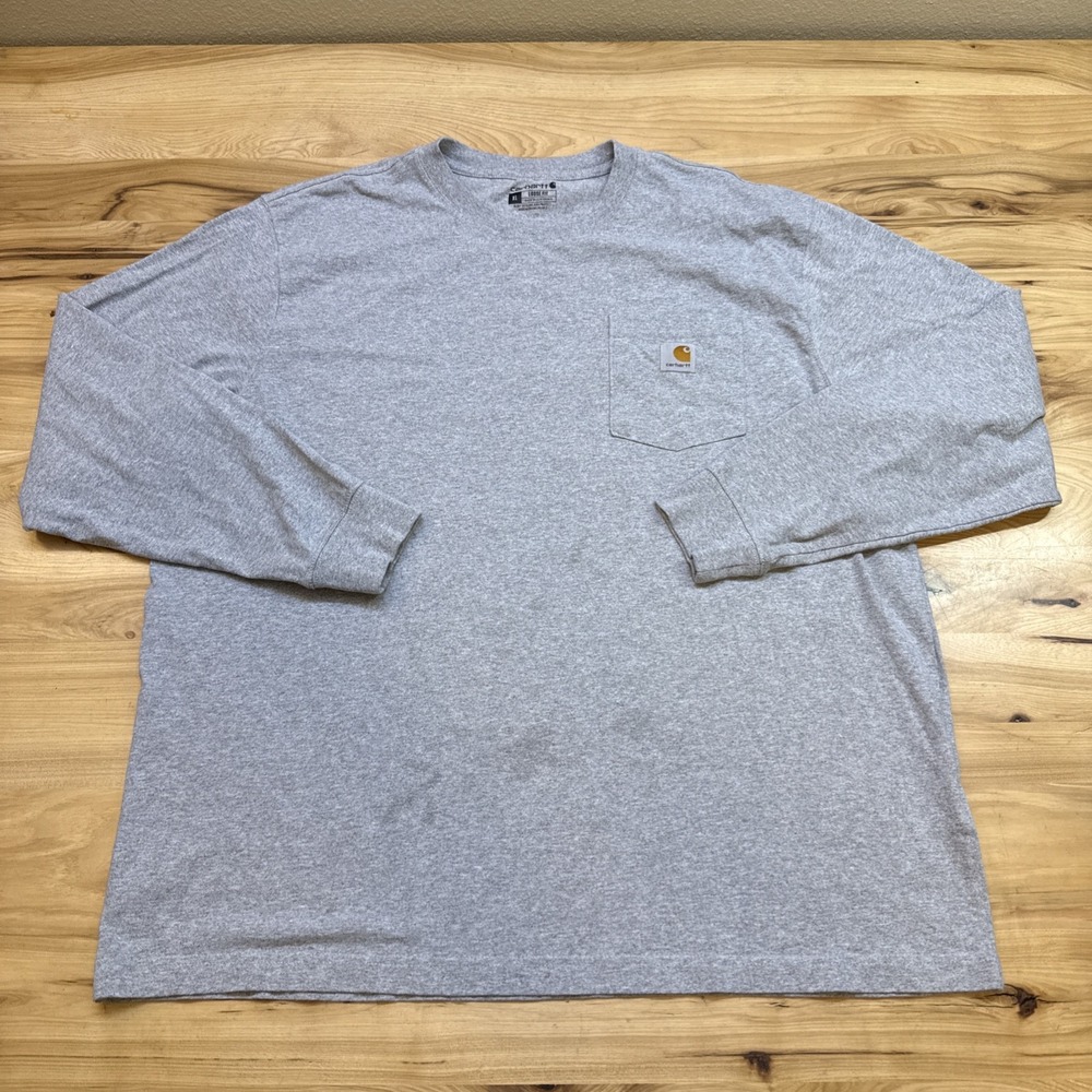 Carhartt K126 Heather Gray Original Loose Fit Long Sleeve Pocket T-Shirt Size XL